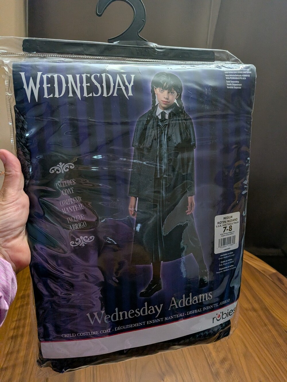 Wednesday Addams Girls' Black Coat Costume Size Medium 7-8